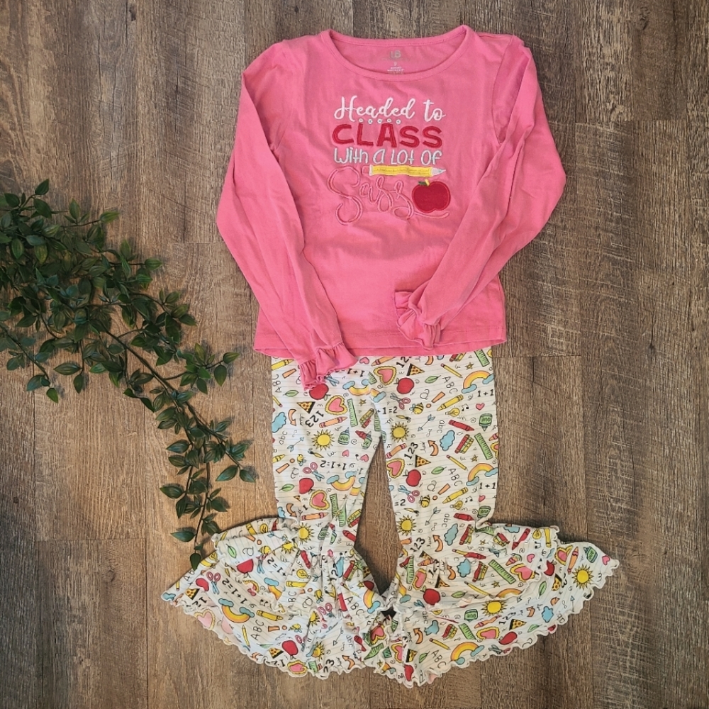 Embroidered Back to School Ruffle Boutique Set